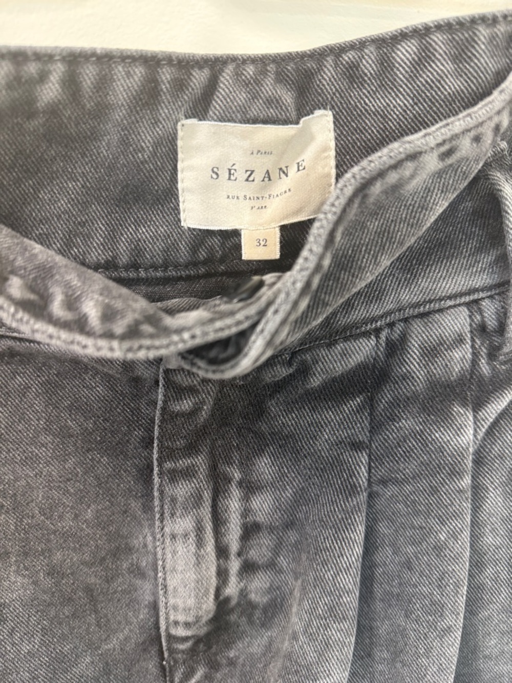 Sezane Austin Paperbag Waist Jeans Gray High Rise Pleated - Size 32 EU/US 0 - Picture 5 of 10